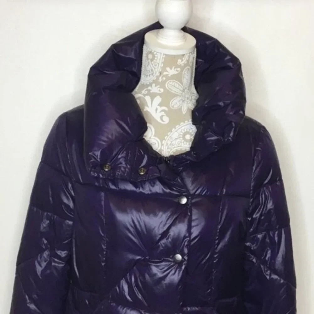 KENNETH COLE ASYMMETRICAL PUFFER JACKET XS Purple - Picture 2 of 6